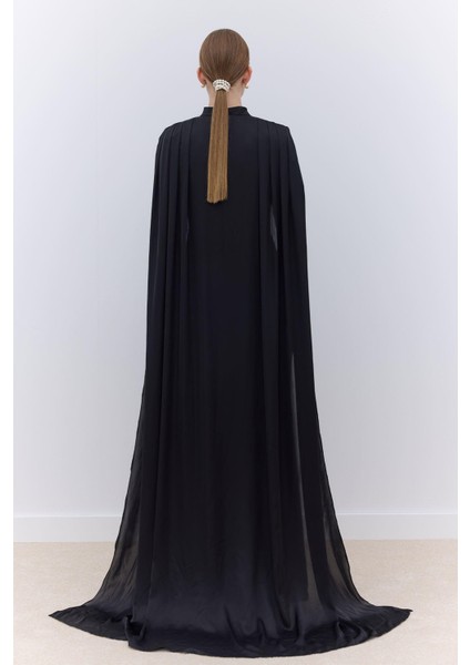 Pelerinli Abiye Elbise Siyah fırsatları