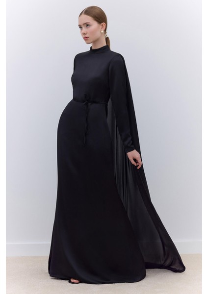 Pelerinli Abiye Elbise Siyah indirimleri