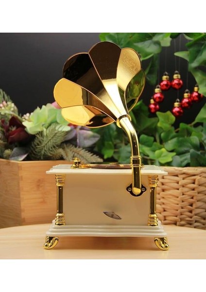 Nostaljik Gramafon Müzik ve Takı Kutusu Çekmeceli Büyük Boy fırsatları