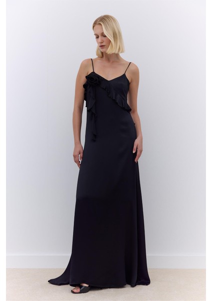 Rosalie Askılı Abiye Elbise Siyah