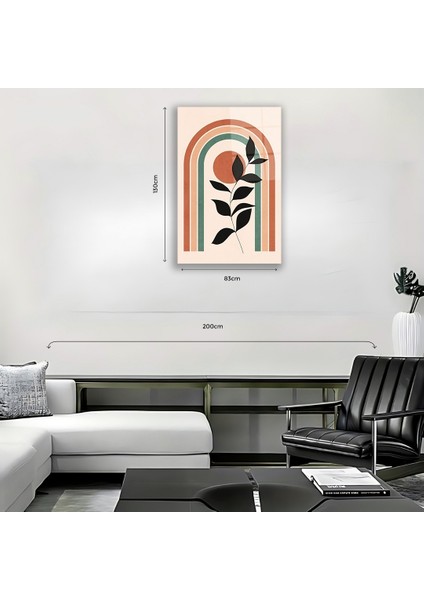 Cam Tablo - Modern Yaprak ve Geometrik Yay Tasarımlı Minimalist Duvar Dekoru modelleri