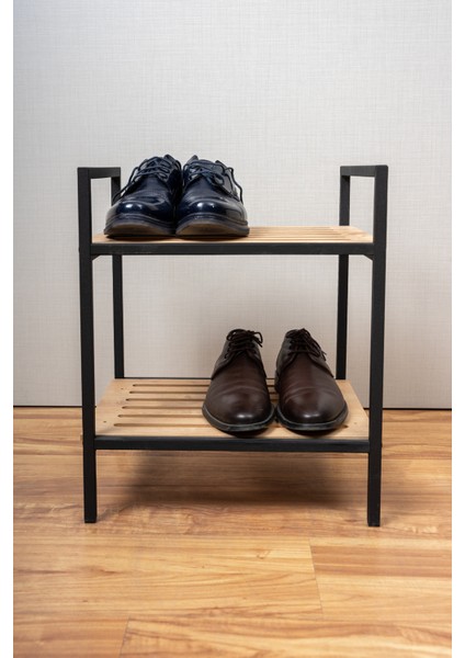 Metal Ahşap Dekoratif Ayakkabılık 2 Raflı Terliklik Çok Amaçlı Raf Komodin modelleri
