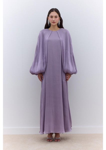 Geniş Kol Detaylı Elbise Lila fiyatları
