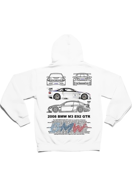 Bmw E92 M3 Baskılı Unisex Oversize Sweatshirt 3 Iplik Kalın Kışlık Özel Tasarım Hoodie