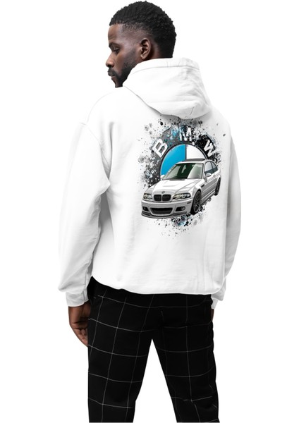 Bmw E46 Ön ve Sırt Baskılı 3 Iplik Kalın Kışlık Özel Tasarım Unisex Oversize Sweatshirt Hoodie