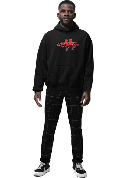 Manga Music Grubu Baskılı Unisex Oversize Sweatshirt 3 Iplik Kalın Kışlık Özel Tasarım Hoodie