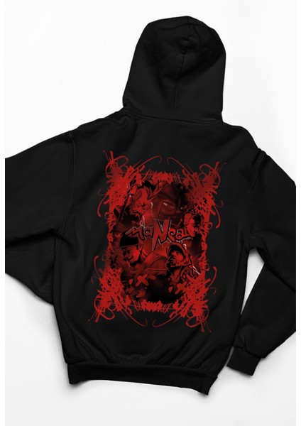 Manga Music Grubu Baskılı Unisex Oversize Sweatshirt 3 Iplik Kalın Kışlık Özel Tasarım Hoodie