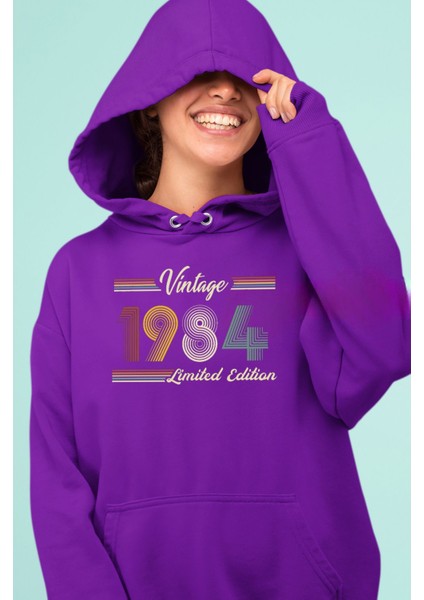 1984 Baskılı 3 Iplik Kalın Kışlık Özel Tasarım Unisex Oversize Sweatshirt Hoodie