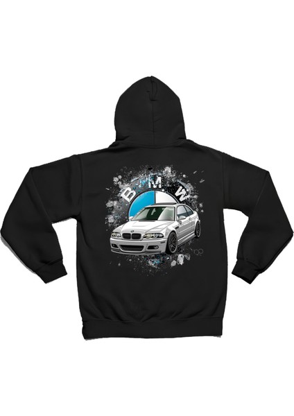 Bmw E46 Ön ve Sırt Baskılı 3 Iplik Kalın Kışlık Özel Tasarım Unisex Oversize Sweatshirt Hoodie