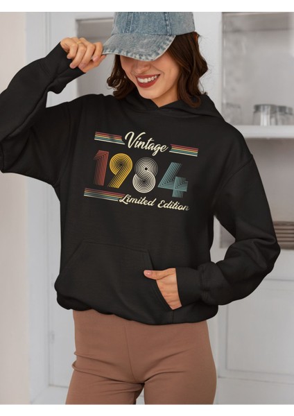 1984 Baskılı 3 Iplik Kalın Kışlık Özel Tasarım Unisex Oversize Sweatshirt Hoodie