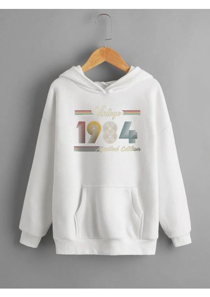 1984 Baskılı 3 Iplik Kalın Kışlık Özel Tasarım Unisex Oversize Sweatshirt Hoodie