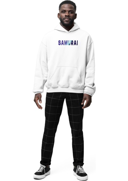 Samurai Ön ve Sırt Baskılı 3 Iplik Kalın Kışlık Sweatshirt Hoodie