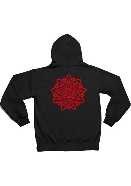 3 Iplik Kalın Kışlık Sweatshirt Hoodie Simetrik Yuvarlak Desenli