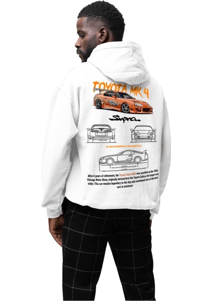 Toyota Supra Mk4 Ön ve Sırt Baskılı Oversize Unisex 3iplik Kalın Kışlık Sweatshirt