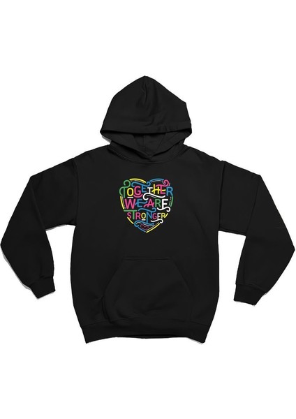 Together Baskılı Oversize Unisex 3iplik Kalın Kışlık Sweatshirt