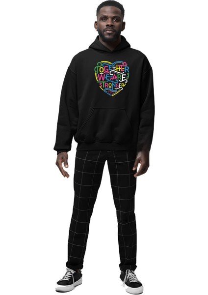 Together Baskılı Oversize Unisex 3iplik Kalın Kışlık Sweatshirt
