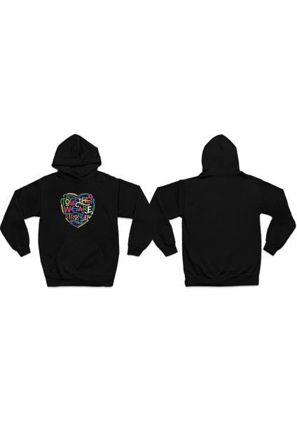 Together Baskılı Oversize Unisex 3iplik Kalın Kışlık Sweatshirt