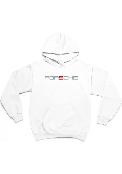 Porsche Ön ve Sırt Baskılı Siyah 3 Ip Kalın Kumaş Unisex Sweatshirt Hoodie