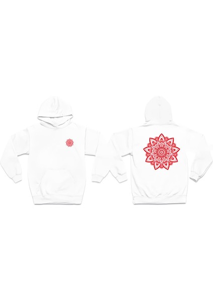 3 Iplik Kalın Kışlık Sweatshirt Hoodie Simetrik Yuvarlak Desenli