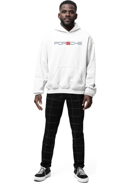 Porsche Ön ve Sırt Baskılı Siyah 3 Ip Kalın Kumaş Unisex Sweatshirt Hoodie fiyatları