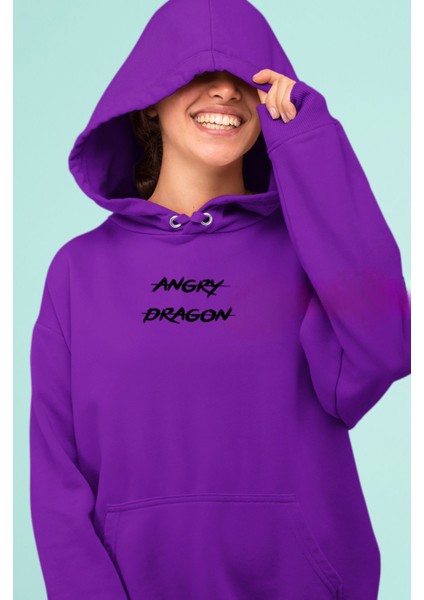 Angry Dragon Baskılı 3 Iplik Kalın Kışlık Özel Tasarım Sweatshirt Hoodie