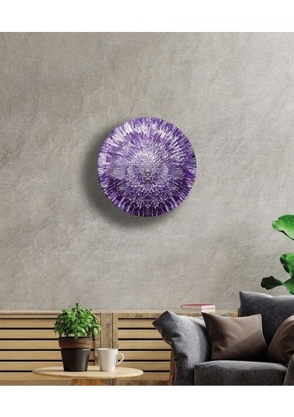 Mor Beyaz Soyut Yuvarlak Cam Tablo modelleri