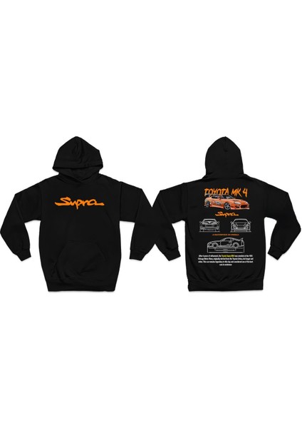 Toyota Supra Mk4 Ön ve Sırt Baskılı Oversize Unisex 3iplik Kalın Kışlık Sweatshirt