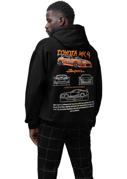 Toyota Supra Mk4 Ön ve Sırt Baskılı Oversize Unisex 3iplik Kalın Kışlık Sweatshirt
