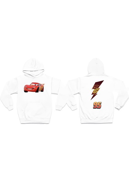 Şimşek Mcqueen Ön ve Sırt Baskılı Oversize Unisex 3 Iplik Kalın Kışlık Sweatshirt