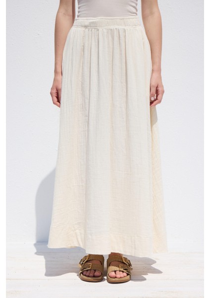 Geniş Kesim Müslin Etek Ekru indirimleri
