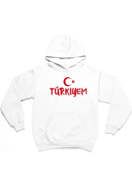 Türkiye 'm Baskılı 3 Iplik Kalın Kışlık Sweatshirt Hoodie