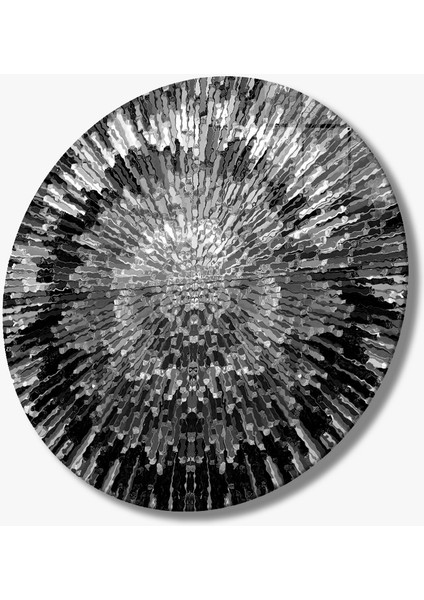 Siyah Beyaz Soyut Yuvarlak Cam Tablo