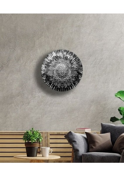 Siyah Beyaz Soyut Yuvarlak Cam Tablo fiyatları