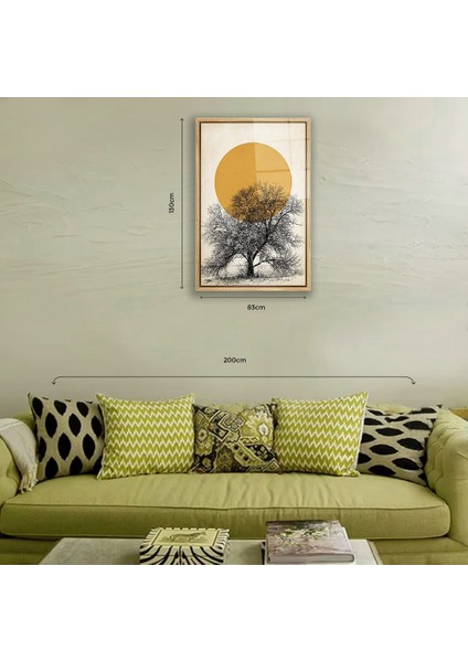 Ahşap Çerçeve Desenli Minimalist Ağaç ve Güneş Tasarımlı Duvar Dekoru fiyatları
