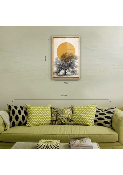 Ahşap Çerçeve Desenli Minimalist Ağaç ve Güneş Tasarımlı Duvar Dekoru modelleri