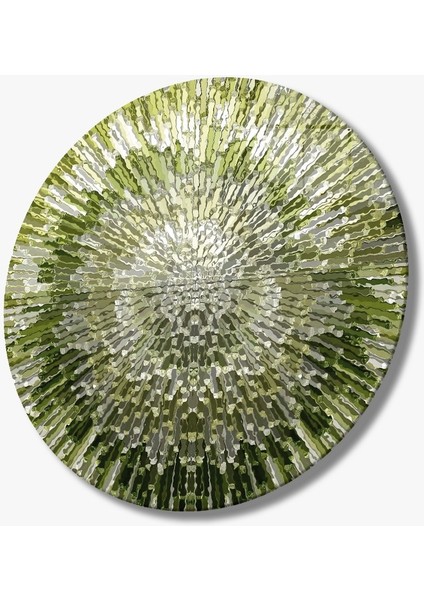 Yeşil Beyaz Soyut Yuvarlak Cam Tablo