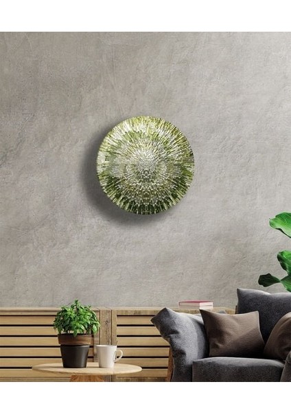 Yeşil Beyaz Soyut Yuvarlak Cam Tablo fiyatları