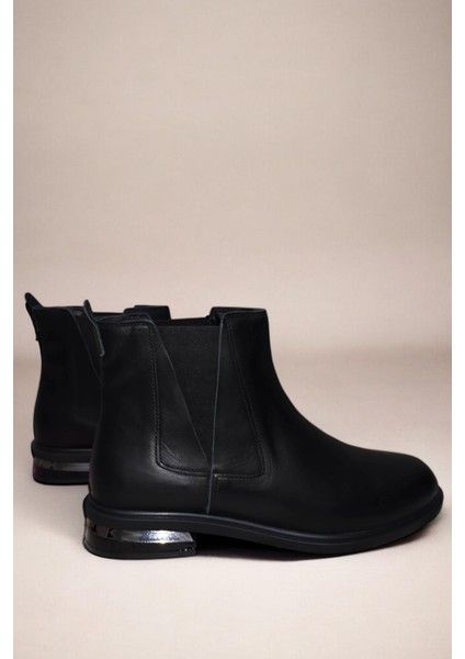 Kadın Deri Siyah Chelsea Bot - Rahat ve Şık Günlük Kışlık Lastikli Bilekte Bot K.177-001 fırsatları