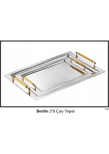 Alone Çelik Paslanmaz Perlin 2'li Çay Tepsi Gold