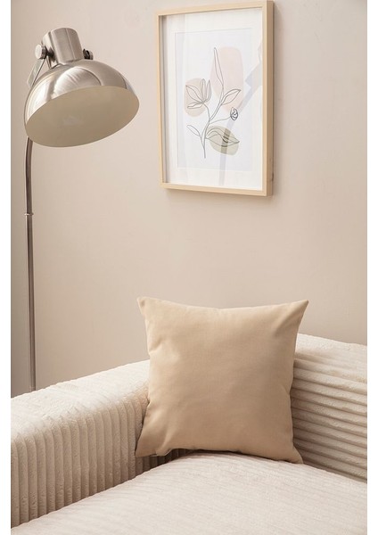 Tek Renk Tekli Kırlent Kılıfı Bej Rengi 43X43