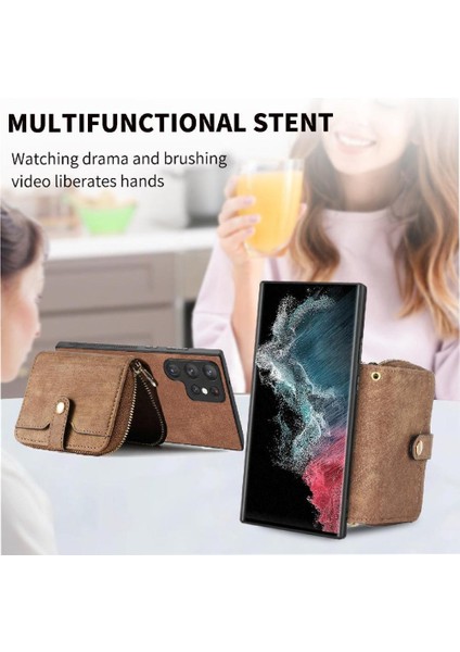 Samsung Galaxy S22 Ultra Premium Deri Fermuar Kapatma 7 Kart (Yurt Dışından) indirimleri