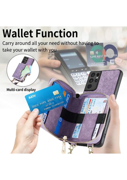 Samsung Galaxy S21 Ultra Ayarlanabilir Kordon 7 Kart Yuvaları Premium Için Kılıf (Yurt Dışından) fırsatları