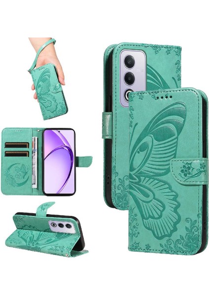 Oppo A3 Pro 5g Için Flip Case Ayrılabilir El Kayışı ile Kabartmalı Kelebek (Yurt Dışından)