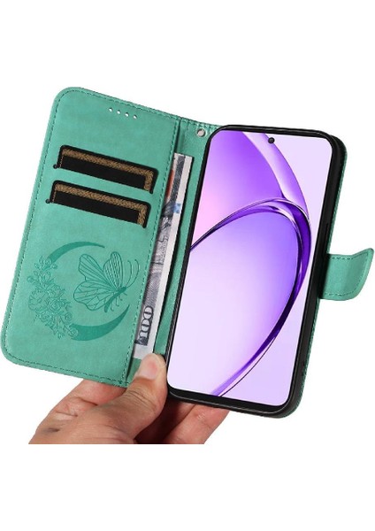 Oppo A3 Pro 5g Için Flip Case Ayrılabilir El Kayışı ile Kabartmalı Kelebek (Yurt Dışından)