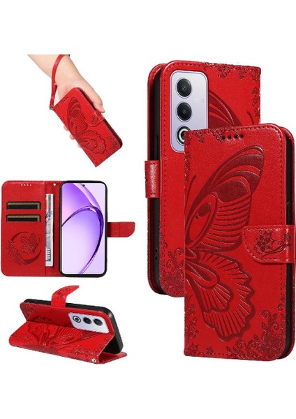 Oppo A3 Pro 5g Için Flip Case Ayrılabilir El Kayışı ile Kabartmalı Kelebek (Yurt Dışından)