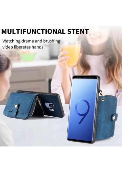 Samsung Galaxy S9 Ayarlanabilir Kordon Standı Fermuar Kapatma 7 Kart (Yurt Dışından) fiyatları