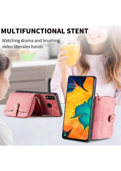 Samsung Galaxy A30/A20 Fermuar Kapatma 7 Kart Yuvaları Premium Standı (Yurt Dışından) modelleri