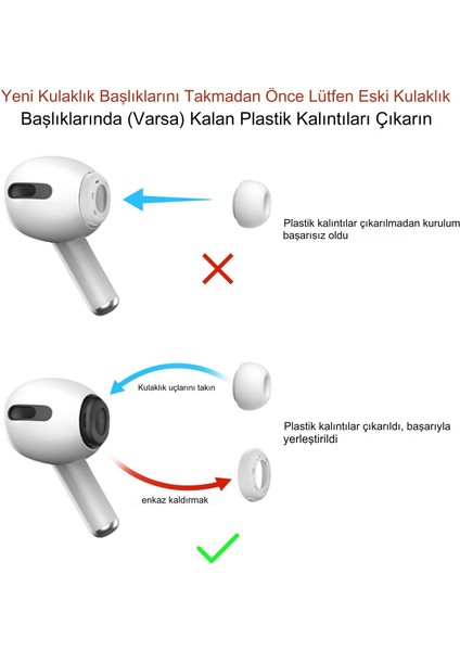 Airpods Pro 2.Nesil ve Pro Nesil İle Uyumlu Yedek Kulak Uçları