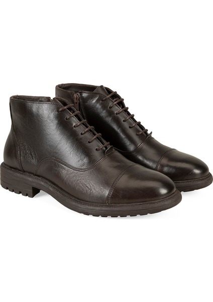 Corey Kahve Erkek Fermuarlı Deri Bot
