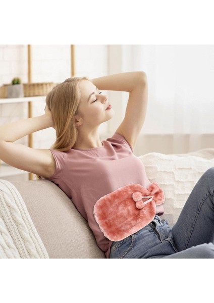 2 Litre Ponponlu Yumuşak Peluş Sıcak Su Torbası Pembe fiyatları